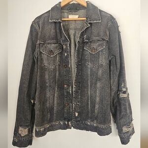 Distressed Black Denim Jacket